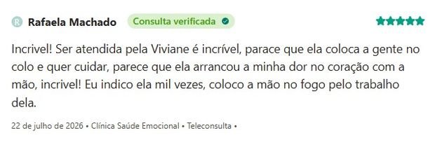 Avaliação de Rafaela Machado sobre a Clínica Saúde Emocional na Doctoralia