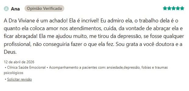 Avaliação de Ana sobre a Clínica Saúde Emocional na Doctoralia